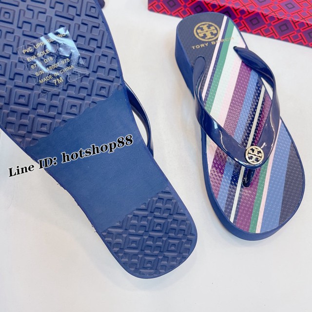 TORY BURCH2021年夏季新款女款坡跟人字拖TB官方春夏季主打款女士人字拖 dx2368